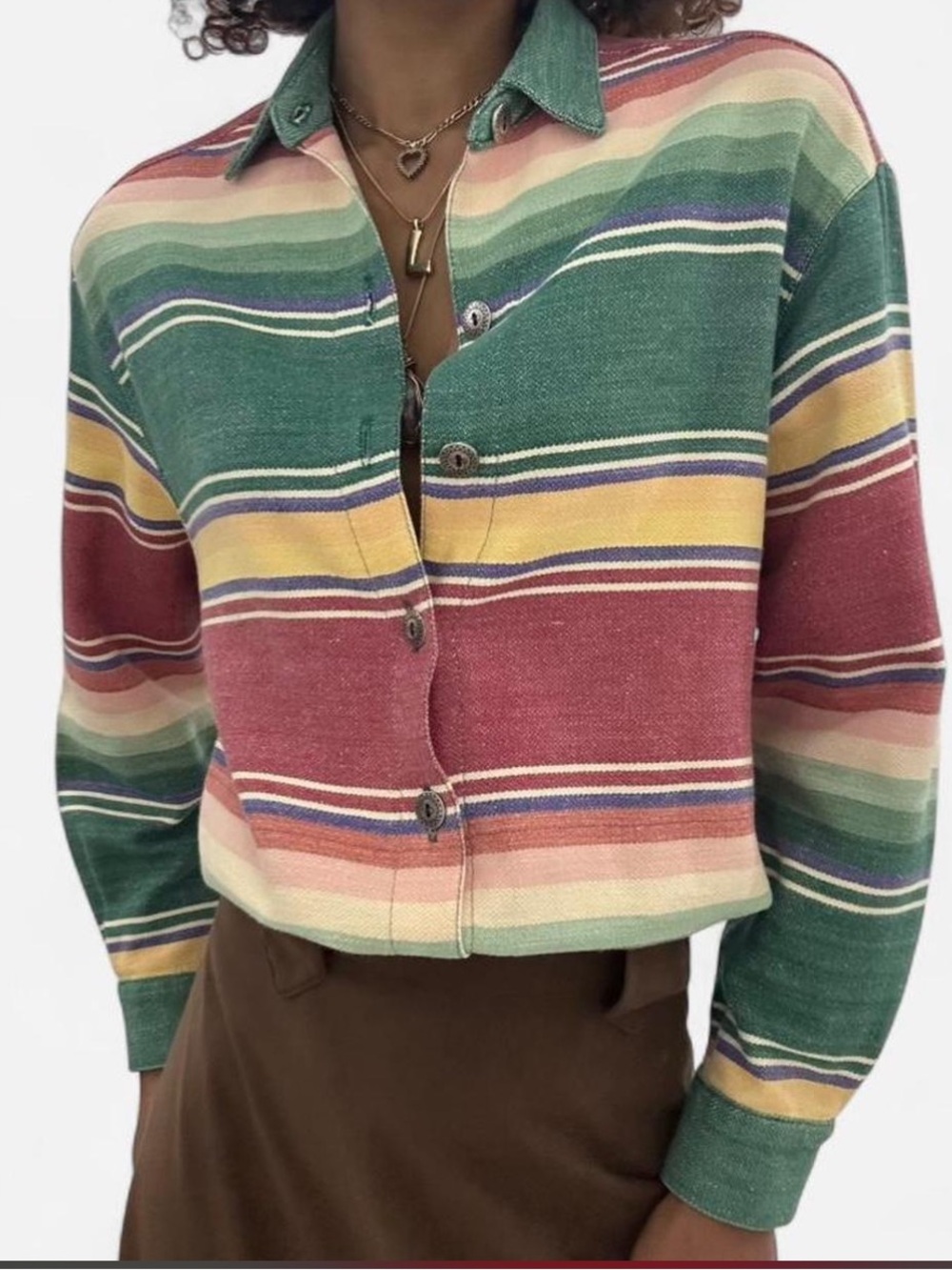 Vintage Double D Ranchwear Striped serape  Western Button-Up RTL $245 M like new